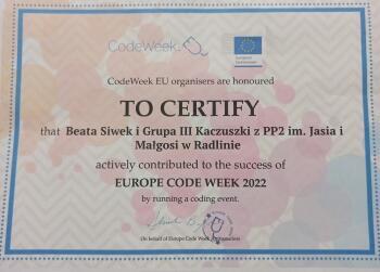 certyfikat CodeWeek-Beata Siwek i kaczuszki — kopia