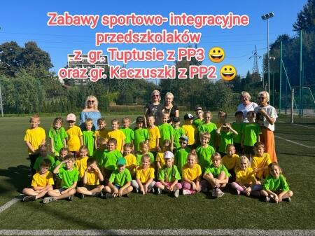 Zabawy sportowo-integracyjne przedszkolaków z PP2 i PP3